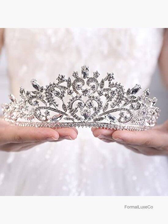 Crystal Rhinestone Princess Crown Tiara Wedding Bridal Headpiece with Tiaras main image 5